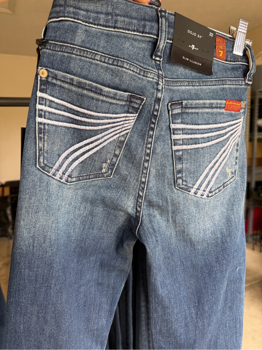 Seven for all mankind  Jeans Medium Blue Denim Jeans with blue Backstitch